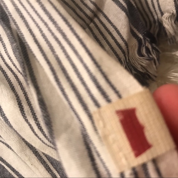 Grey and White Cotton Striped Scarf - Picture 4 of 4